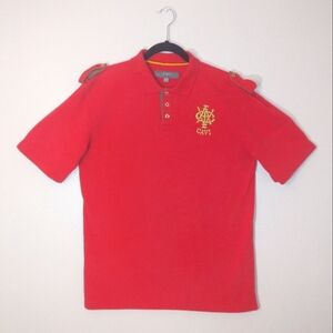 Cavi Boy's XL Red Polo Shirt With Epilettes Gold Embroidery and Buttons